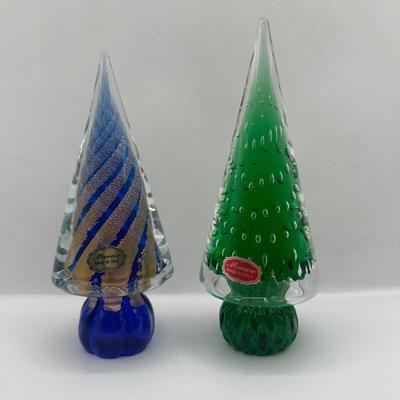 Pair of Art Glass Christmas Trees — Murano ‘Made in Italy’