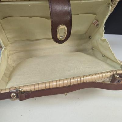 Wicker Purse w/ Leather Accents