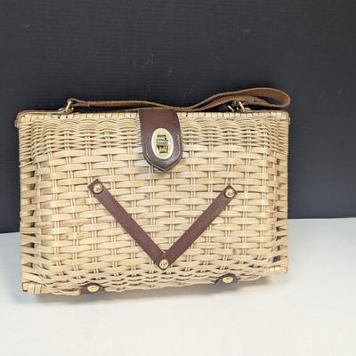 Wicker Purse w/ Leather Accents