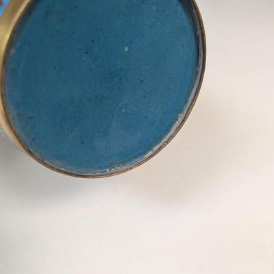 Vintage Chinese Enamel Cloisonne Cylinder Floral Vase Approx 9" Tall #1