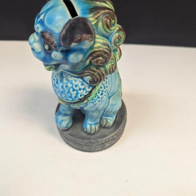 Vintage Bradley Japanese Hand Painted Foo Dog Porcelain Bank