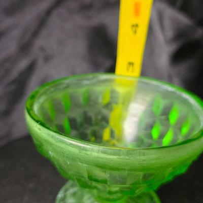 Vintage Anchor Hocking Block Optic Green Depression Glass Sherbet Dish (1929–1938)