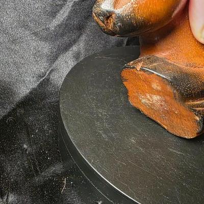 Hand-Carved Wooden Cat Shelf Sitter Figurine | Artisan Folk Art Home Decor