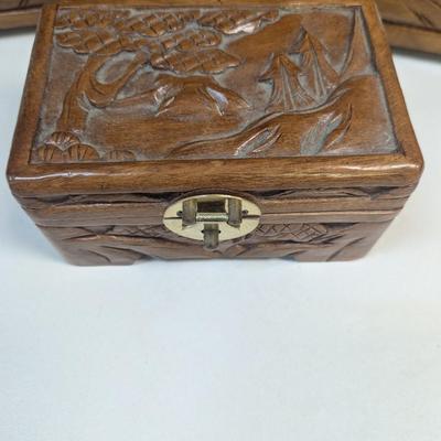 Asian Chinese Hand Carved Nesting Jewelry Chests