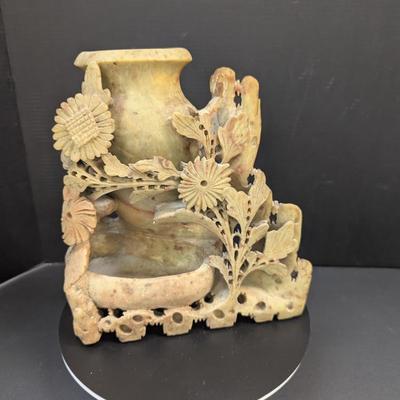 Antique Chinese Hand Carved Soapstone Statue