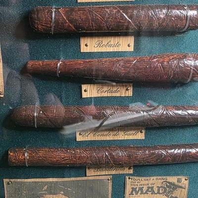 Vintage Mid-Century Cigar & Pipe Memorabilia Shadow Box Display | Half Corona Robusto Cordoba Cigars | Sherlock Holmes Labels | Corn...