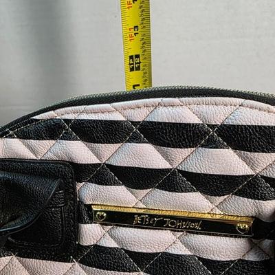 Betsey Johnson Quilted Black & Blush Stripe Designer Tote / Diaper Bag – New Without Tags