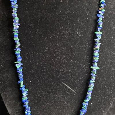 Malachite & Lapis Lazuli Chip Bead Necklace – Deep Blues & Verdant Greens