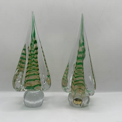 Pair of Murano Art Glass Tree Sculptures
