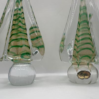 Pair of Murano Art Glass Tree Sculptures