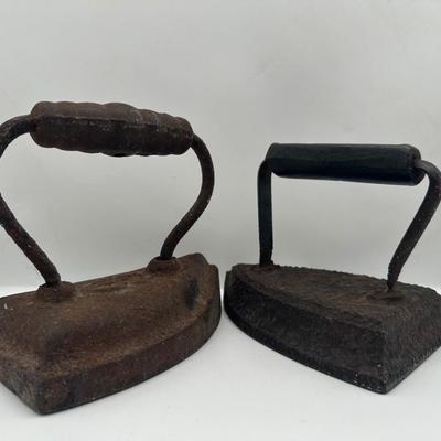 Pair of Antique Cast Iron Irons