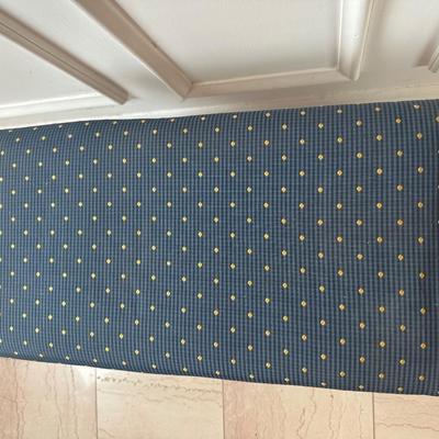 Upholstered Bench with Wrought Iron Scroll Base