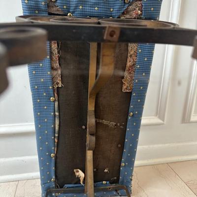 Upholstered Bench with Wrought Iron Scroll Base