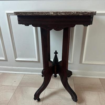 Antique Marble-Top Parlor Table on Casters
