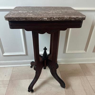 Antique Marble-Top Parlor Table on Casters