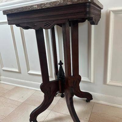 Antique Marble-Top Parlor Table on Casters