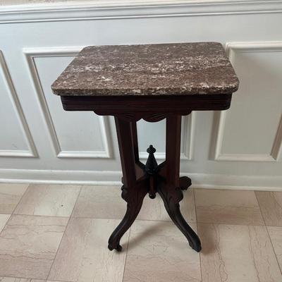 Antique Marble-Top Parlor Table on Casters