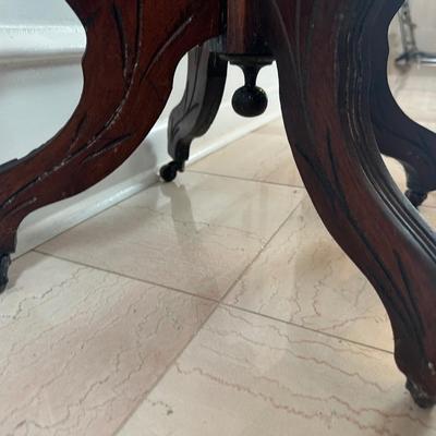 Antique Marble-Top Parlor Table on Casters