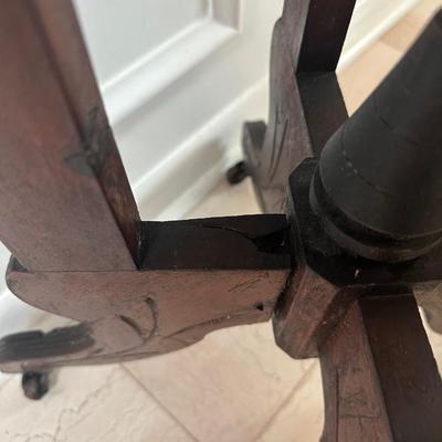 Antique Marble-Top Parlor Table on Casters