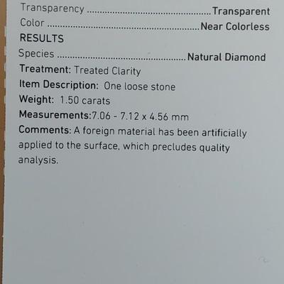 GIA CERTIFIED NATURAL EARTH MINED DIAMOND 1.49 cts