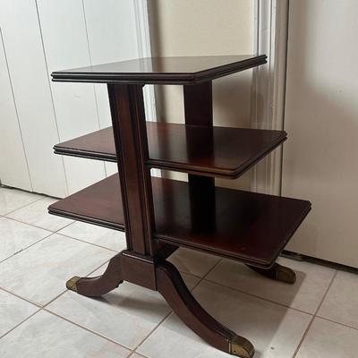 Three-Tier Dark Wood Accent Table