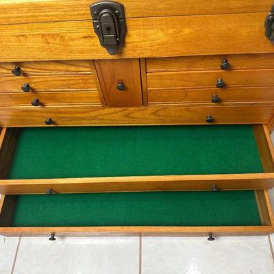 Wooden Tool Chest with Lift-Top Lid