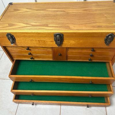 Wooden Tool Chest with Lift-Top Lid
