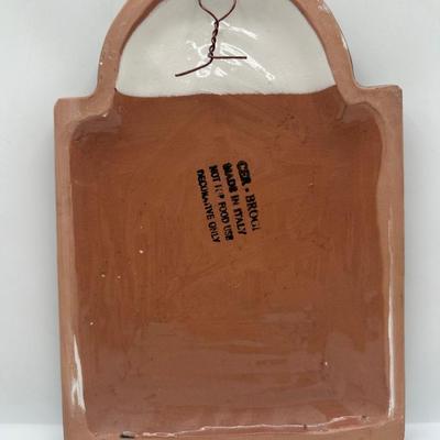 Vintage Hand Crafted & Painted Italian Artisan Heavy Clay Cute Bunny Wall Hanging Plaque