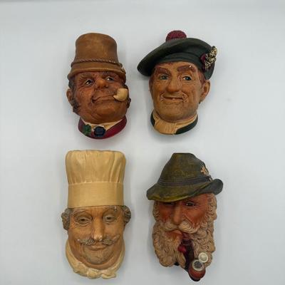 Bossons Chalkware Character Wall Masks, England, Group of Four