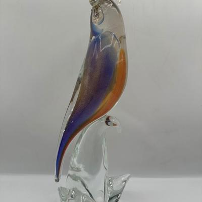 Murano Art Glass Parrot Sculpture, Made in Italy