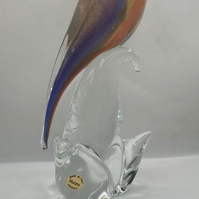 Murano Art Glass Parrot Sculpture, Made in Italy