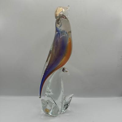 Murano Art Glass Parrot Sculpture, Made in Italy