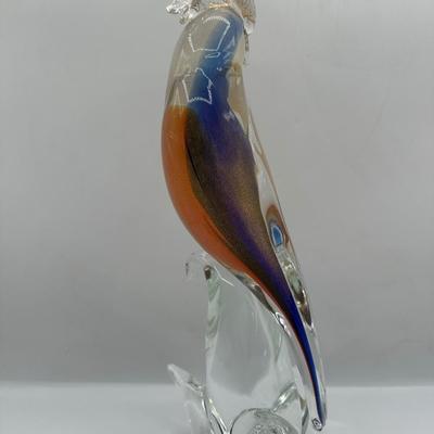 Murano Art Glass Parrot Sculpture, Made in Italy