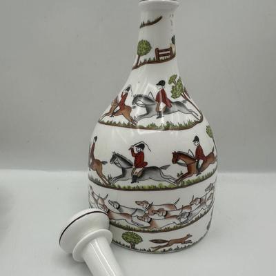 Crown Staffordshire Hunting Scene Bone China Decanter Set, England, 5 Pieces
