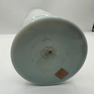 Hand-Blown Opaline Glass Vase with Hand-Painted Floral Decoration