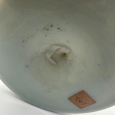 Hand-Blown Opaline Glass Vase with Hand-Painted Floral Decoration