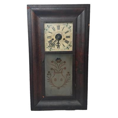 Antique Forestville Manufacturing Co. Eight-Day Wood Wall Clock