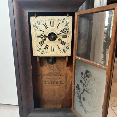 Antique Forestville Manufacturing Co. Eight-Day Wood Wall Clock