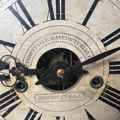 Antique Forestville Manufacturing Co. Eight-Day Wood Wall Clock