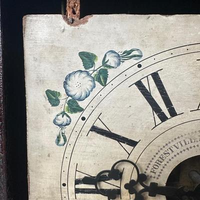 Antique Forestville Manufacturing Co. Eight-Day Wood Wall Clock