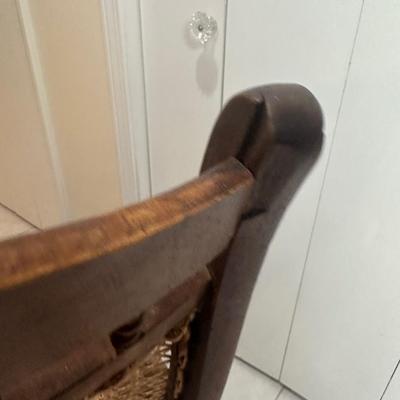 Wood Cane Seat Rocking Chair with Curved Arms