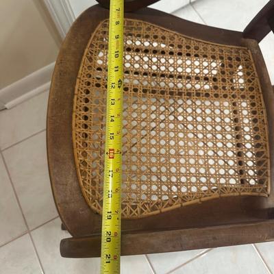 Wood Cane Seat Rocking Chair with Curved Arms