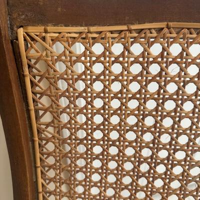 Wood Cane Seat Rocking Chair with Curved Arms