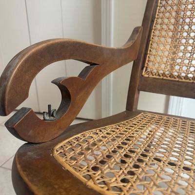 Wood Cane Seat Rocking Chair with Curved Arms