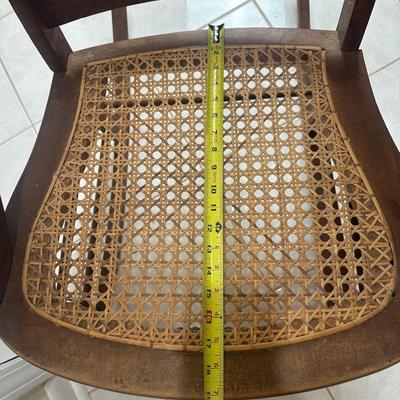 Wood Cane Seat Rocking Chair with Curved Arms