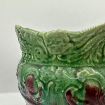 Vintage Majolica Glazed Jardiniere with Drip Glaze