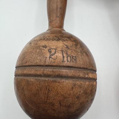 Antique Wooden Exercise Dumbbells