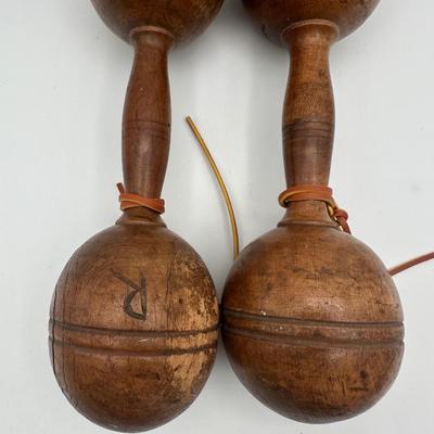 Antique Wooden Exercise Dumbbells