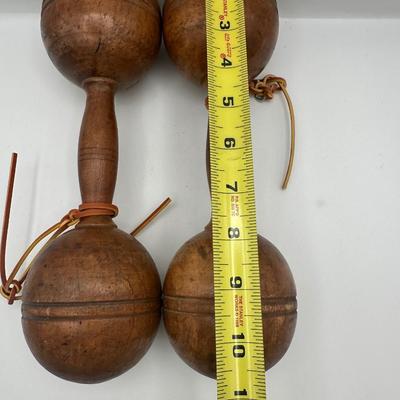 Antique Wooden Exercise Dumbbells