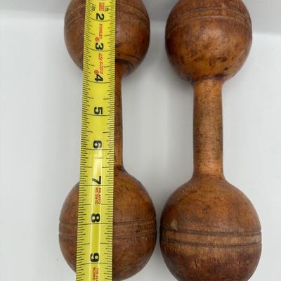 Antique Wooden Exercise Dumbbells
